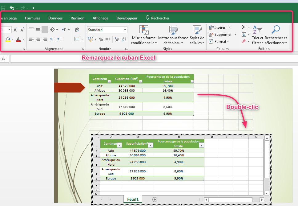 Insérer et formater un tableau